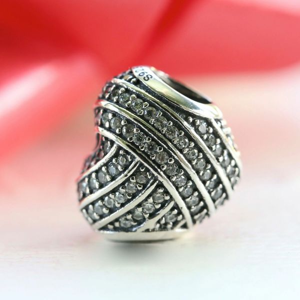 925 sterling silver pave line love heart bead fits european jewelry pandora style charm bracelets, Black
925 sterling silver pave line love heart bead fits european jewelry pandora style charm bracelets, Black