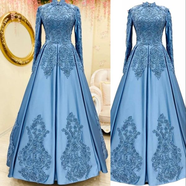 2023 blue muslim evening dresses wear high neck long sleeves applique lace beads satin prom gowns elegant women formal dress robe de marriag, Black;red
2023 blue muslim evening dresses wear high neck long sleeves applique lace beads satin prom gowns elegant women formal dress robe de marriag, Black;red