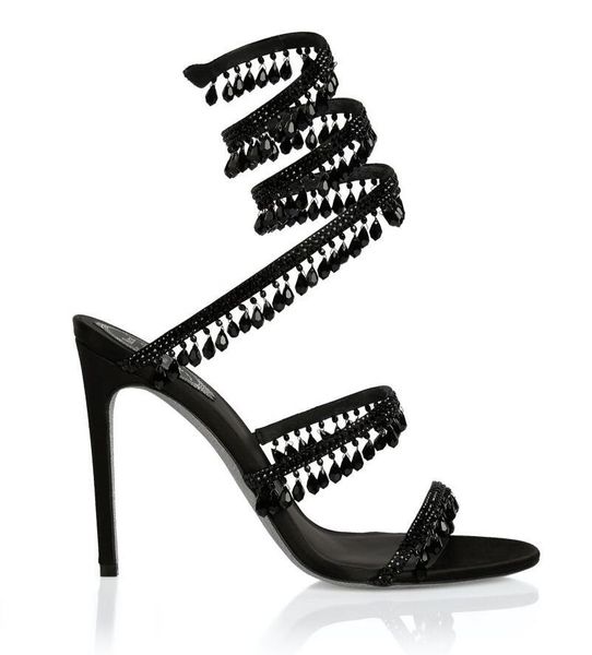 stiletto sandals luxury designer rene caovilla crystal chandelier rhinestone twining foot ring high heeled womens shoes narrow band 10cm hee, Black
stiletto sandals luxury designer rene caovilla crystal chandelier rhinestone twining foot ring high heeled womens shoes narrow band 10cm hee, Black