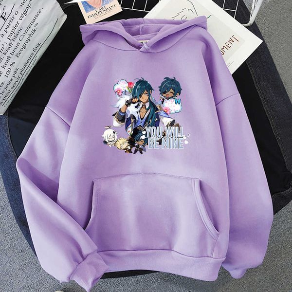 

women's hoodies sweatshirts kaeya hoodie women harajuku graphic kawaii genshin impact funny loose shiba inu pullover sweatshirt hoody y, Black