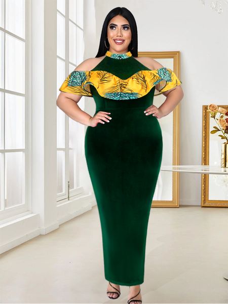plus size dresses velvet size dark green halter off shoulder printed ruffels high wait long outfits for women evening event party 4xl 230202, Black
plus size dresses velvet size dark green halter off shoulder printed ruffels high wait long outfits for women evening event party 4xl 230202, Black