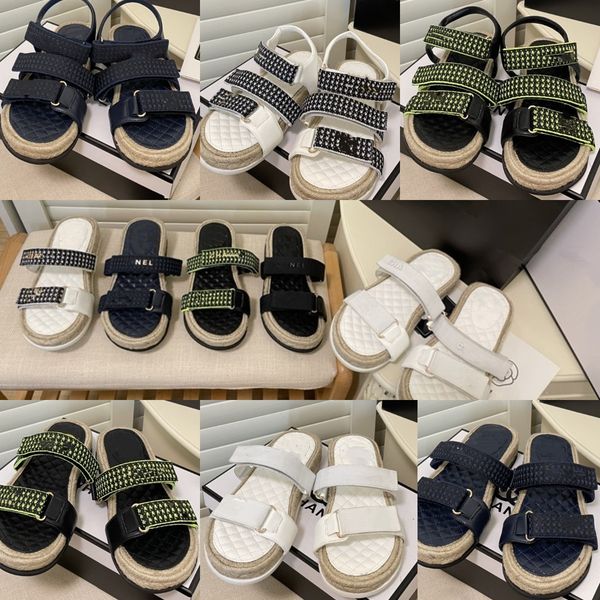 quiled leather dad sandals embroidery strap sandal buckle hook loop slipper slip on platform slides straw sole sandal luxury women slippers, Black 
quiled leather dad sandals embroidery strap sandal buckle hook loop slipper slip on platform slides straw sole sandal luxury women slippers, Black