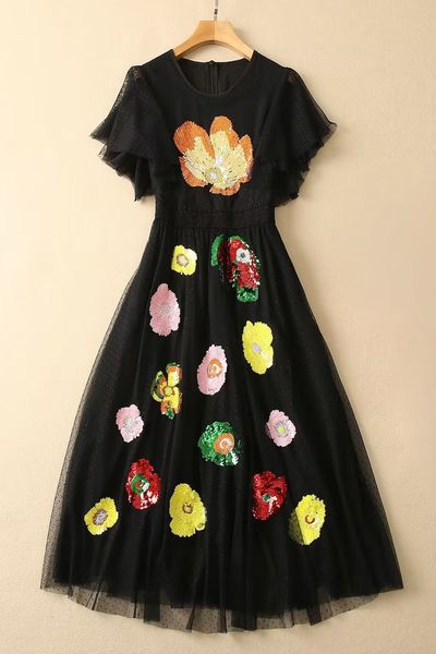 1223 2023 spring flora print dress crew neck short sleeve mesh sequins panelld dress luxury fashion prom womens clothes jiani, Black
1223 2023 spring flora print dress crew neck short sleeve mesh sequins panelld dress luxury fashion prom womens clothes jiani, Black