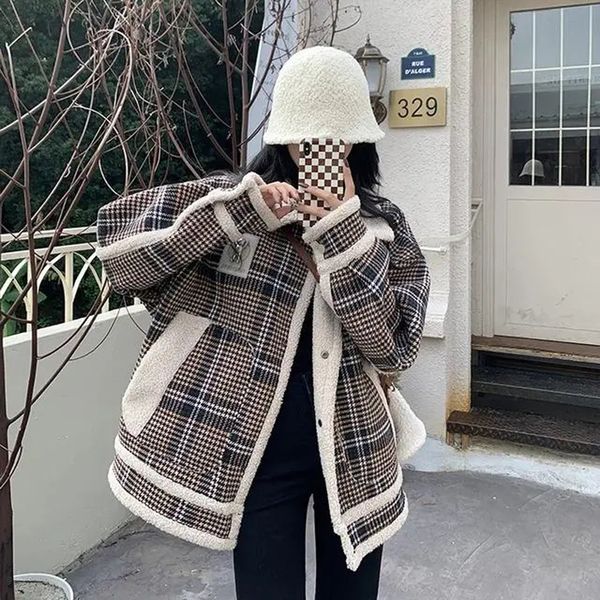 womens jackets spring autumn vintage print thick plaid coats women keep warm lady jacket loose casual female outwear korean street wear 2302, Black;brown
womens jackets spring autumn vintage print thick plaid coats women keep warm lady jacket loose casual female outwear korean street wear 2302, Black;brown