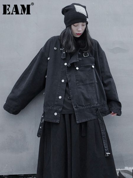 women's jackets eam loose fit black irregular big size denim jacket lapel long sleeve women coat fashion spring autumn 2023 1de6753 230, Black;brown
women's jackets eam loose fit black irregular big size denim jacket lapel long sleeve women coat fashion spring autumn 2023 1de6753 230, Black;brown