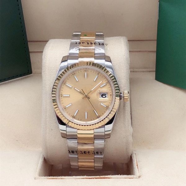 fluted bezel men women watches luxury gold dial automatic mechanical movement watch 41mm stainless steel sapphire glass wristwatches montre, Slivery;golden
fluted bezel men women watches luxury gold dial automatic mechanical movement watch 41mm stainless steel sapphire glass wristwatches montre, Slivery;golden