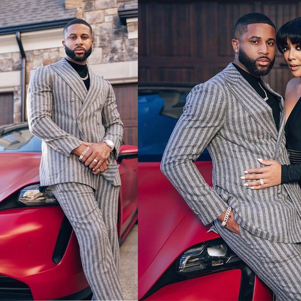 gray stripe men wedding tuxedos trouser sets double breasted outfits business formal wear jacket matching sets 2 pieces, Black;gray
gray stripe men wedding tuxedos trouser sets double breasted outfits business formal wear jacket matching sets 2 pieces, Black;gray