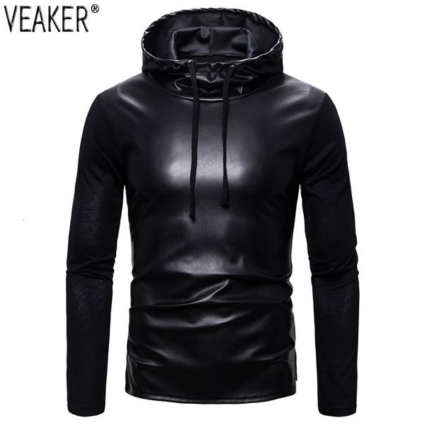 mens hoodies sweatshirts pu male slim fit faux leather coat black hooded pullovers s2xl 230202
mens hoodies sweatshirts pu male slim fit faux leather coat black hooded pullovers s2xl 230202
