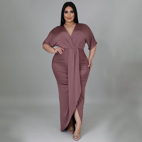 plus size dresses size women elegant solid v neck ruffle summer party club outfit lady fashion prom evening gowns 230202, Black
plus size dresses size women elegant solid v neck ruffle summer party club outfit lady fashion prom evening gowns 230202, Black