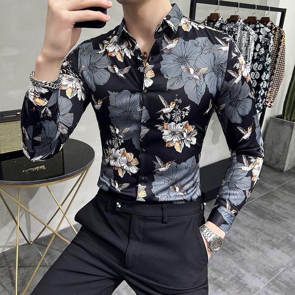 men's long sleeve shirts high-quality printed casual shirt personalized four seasons new style wear inside party handsome male clothing, White;black
men's long sleeve shirts high-quality printed casual shirt personalized four seasons new style wear inside party handsome male clothing, White;black