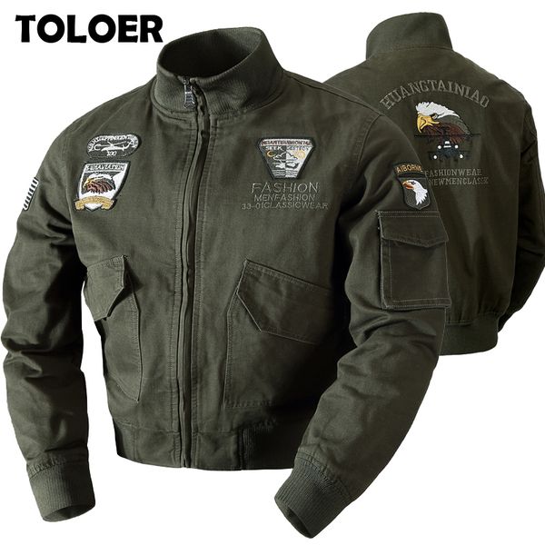 mens jackets military bomber men autumn winter casual solid zipper pilot jacket stand collar male embroidery slim coat 230203, Black;brown
mens jackets military bomber men autumn winter casual solid zipper pilot jacket stand collar male embroidery slim coat 230203, Black;brown