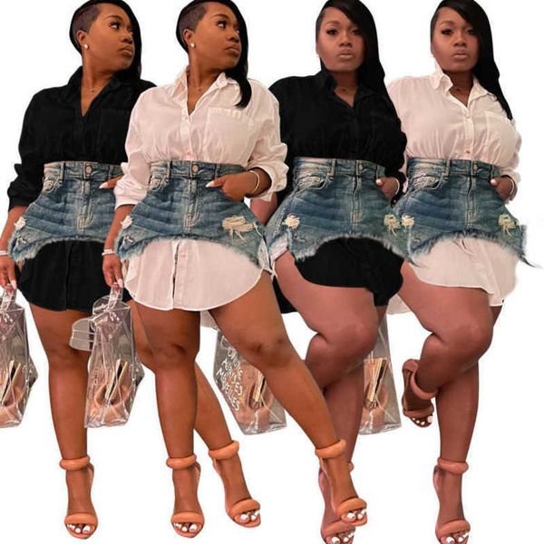 women dresses designer 2023 new fashion spring denim combination dress fashion slim cute dress suits, Black;gray
women dresses designer 2023 new fashion spring denim combination dress fashion slim cute dress suits, Black;gray