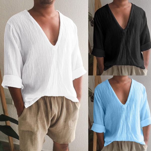 men's casual shirts vintage cotton linen shirt men breathable long sleeve oversize summer v neck boho style mens 230202, White;black
men's casual shirts vintage cotton linen shirt men breathable long sleeve oversize summer v neck boho style mens 230202, White;black