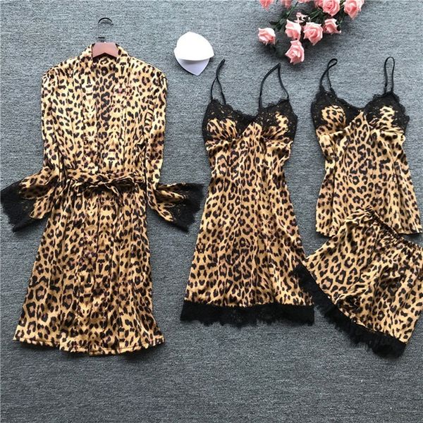 women's sleepwear leopard print women pajamas sets satin pijama silk home wear embroidery sleep lounge pyjama nightwear lingerie 230203, Black;red
women's sleepwear leopard print women pajamas sets satin pijama silk home wear embroidery sleep lounge pyjama nightwear lingerie 230203, Black;red