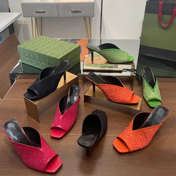 designer pure color fish mouth slides slippers women luxury leather rhinestones letter buckle outdoor high heels sandals ladys back hollowed, Black
designer pure color fish mouth slides slippers women luxury leather rhinestones letter buckle outdoor high heels sandals ladys back hollowed, Black