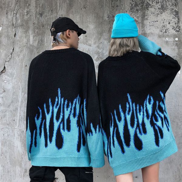 women's sweaters winter autumn women men casual long sleeve blue flame oversized pullover loose boyfriend pullovers 230203, White;black
women's sweaters winter autumn women men casual long sleeve blue flame oversized pullover loose boyfriend pullovers 230203, White;black