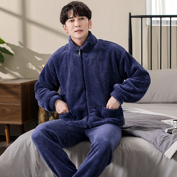 men's sleepwear casual solid pajama sets winter thick flannel warm pajamas for simple lapel zipper trendyol c 230202, Black;brown
men's sleepwear casual solid pajama sets winter thick flannel warm pajamas for simple lapel zipper trendyol c 230202, Black;brown