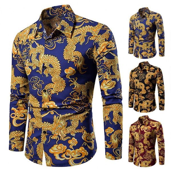 men's casual shirts men shirt chinese style mighty dragon print turndown collar spring tshirt for daily wear 230202, White;black
men's casual shirts men shirt chinese style mighty dragon print turndown collar spring tshirt for daily wear 230202, White;black