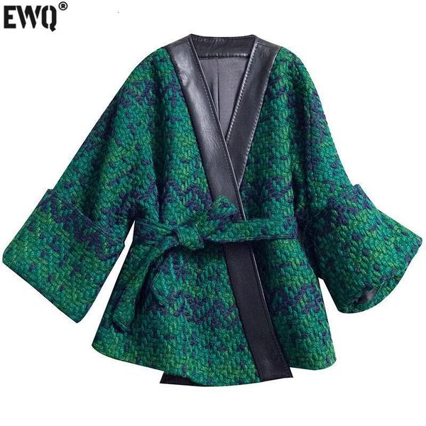 women's knits tees ewq knitted patchwork tweed jackets women winter spring coats long sleeve pu leather v neck green outerwear 16y3430, White
women's knits tees ewq knitted patchwork tweed jackets women winter spring coats long sleeve pu leather v neck green outerwear 16y3430, White