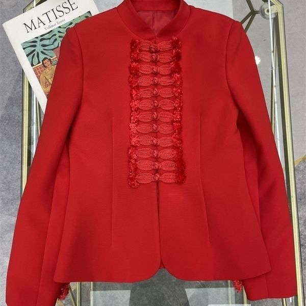 women's suits blazers 2023 spring summer women vintage tunic blazer red stand collar coat casual chic classic runway clothes 230203, White;black
women's suits blazers 2023 spring summer women vintage tunic blazer red stand collar coat casual chic classic runway clothes 230203, White;black
