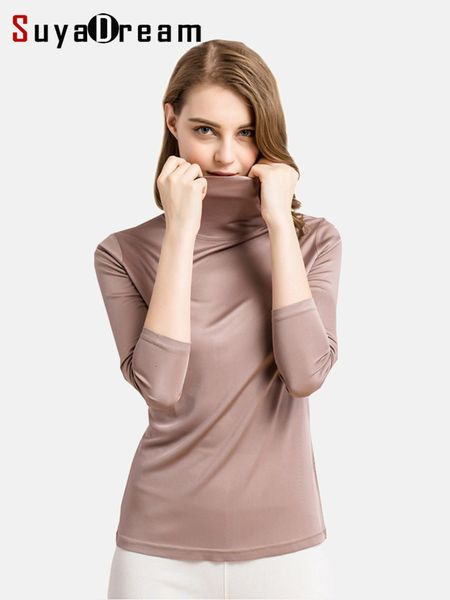 women's t-shirt suyadream women turtleneck long sleeved solid pullovers knitted natural silk chic bottoming t shirt spring autumn 23020, White
women's t-shirt suyadream women turtleneck long sleeved solid pullovers knitted natural silk chic bottoming t shirt spring autumn 23020, White