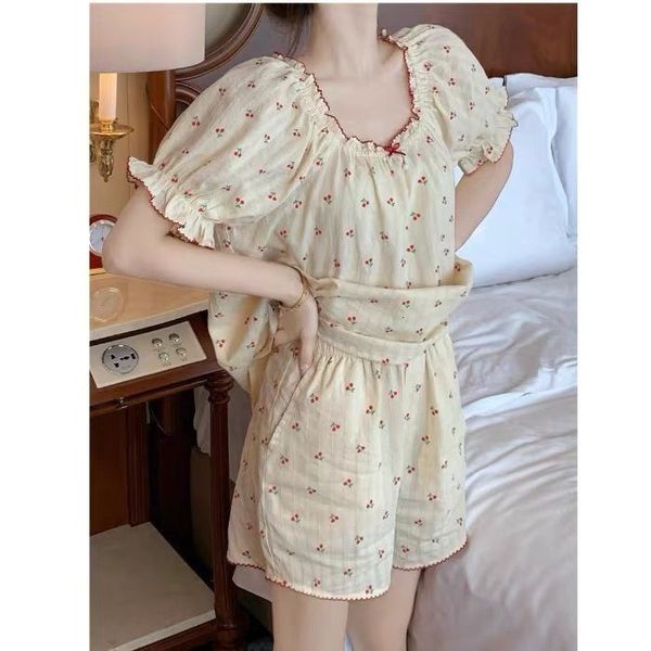 women's sleepwear 100 cotton korean pajamas for women summer 2023 pijama cherry print pyjamas female set woman 2 piece cute loungewear, Black;red
women's sleepwear 100 cotton korean pajamas for women summer 2023 pijama cherry print pyjamas female set woman 2 piece cute loungewear, Black;red