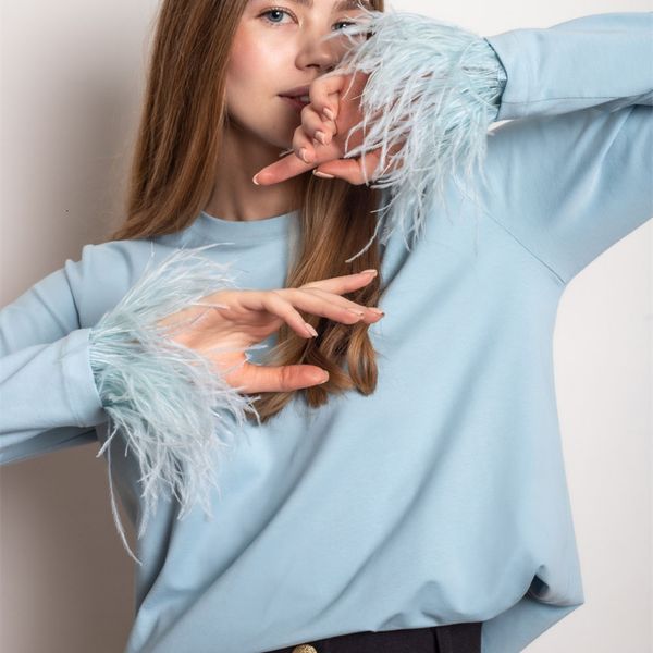 women's sweaters autumn winter round neck stitched feather t-shirt fashion casual pullover hoodies women 230202, White;black
women's sweaters autumn winter round neck stitched feather t-shirt fashion casual pullover hoodies women 230202, White;black