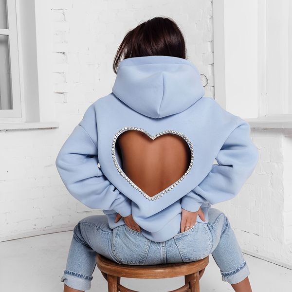 women's hoodies sweatshirts women fashion diamonds splicing sweet love cutout open back long sleeve thick warm oversized pullover hoode, Black
women's hoodies sweatshirts women fashion diamonds splicing sweet love cutout open back long sleeve thick warm oversized pullover hoode, Black