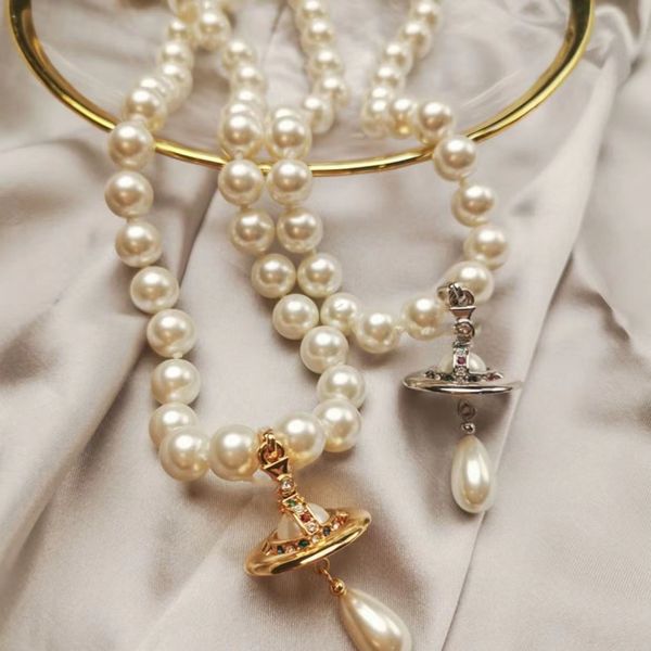 luxury fashion drop pearl necklace pendant designer jewelry stereoscopic necklace retro style, Silver