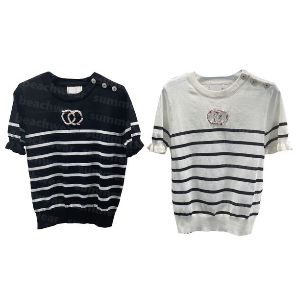 women stripe knits tee short sleeve t shirt spring summer tees fashion sequin knitwear breathable, White
women stripe knits tee short sleeve t shirt spring summer tees fashion sequin knitwear breathable, White
