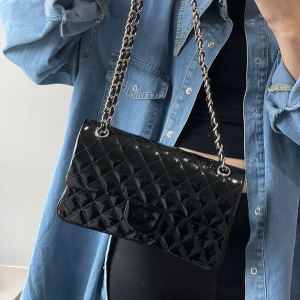 shoulder bags womens patenet leather classic double flap bags black clutch purse with silver metal hardware matelasse chain crossbody should
shoulder bags womens patenet leather classic double flap bags black clutch purse with silver metal hardware matelasse chain crossbody should