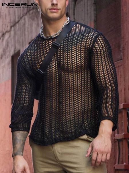 men's t-shirts incerun men mesh t shirt transparent o-neck long sleeve men clothing streetwear solid party nightclub camisetas 5xl 7 23, White;black
men's t-shirts incerun men mesh t shirt transparent o-neck long sleeve men clothing streetwear solid party nightclub camisetas 5xl 7 23, White;black