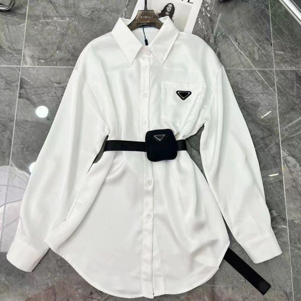sashes blouse for womens designers triangle letter shirts quality chiffon women's blouses coat with waist bag sml, White
sashes blouse for womens designers triangle letter shirts quality chiffon women's blouses coat with waist bag sml, White