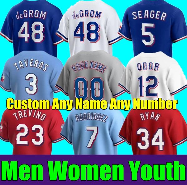new s-4xl jacob degrom corey seager jersey marcus semien texas josh smith adolis garcia kole calhoun nolan ryan jon gray hamilton rangers ca, Blue;black