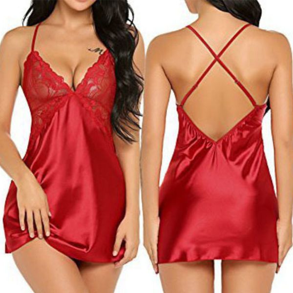 set womens silk satin nightdress lace transparent lingerie sleep dress fashion ladies solid color vneck nightgown sleepwear 230202, Red;black
set womens silk satin nightdress lace transparent lingerie sleep dress fashion ladies solid color vneck nightgown sleepwear 230202, Red;black