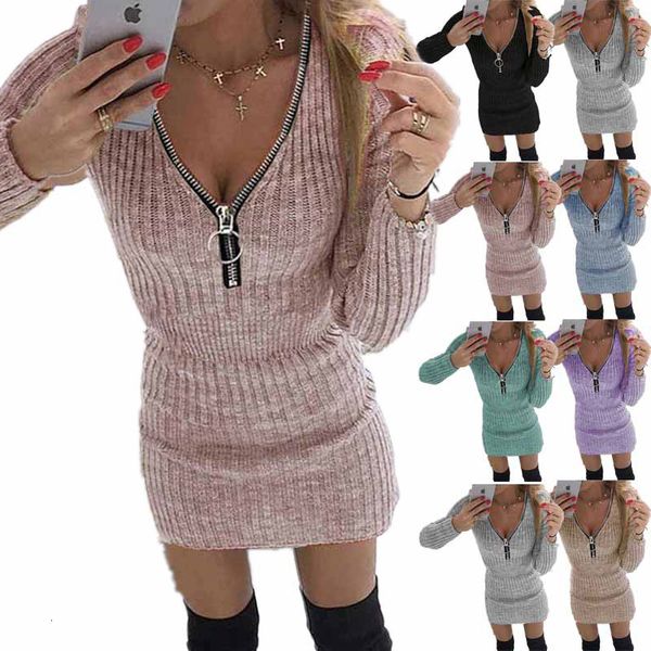 casual dresses women tunic party dress spring autumn v neck zip knitted sweater lady mini bodycon vestidos yqh-qz0917 230202, Black;gray
casual dresses women tunic party dress spring autumn v neck zip knitted sweater lady mini bodycon vestidos yqh-qz0917 230202, Black;gray