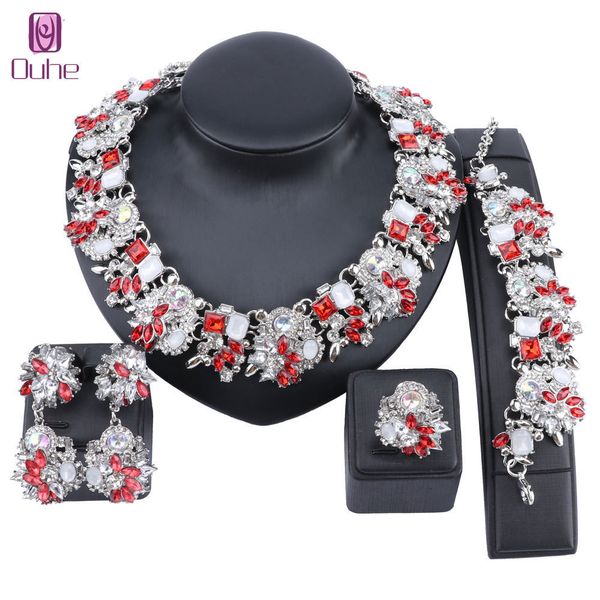 wedding jewelry sets women chunky chain choker bib statement crystal necklace earring bracelet ring bridal christmas gift set 230203, Slivery;golden 
wedding jewelry sets women chunky chain choker bib statement crystal necklace earring bracelet ring bridal christmas gift set 230203, Slivery;golden