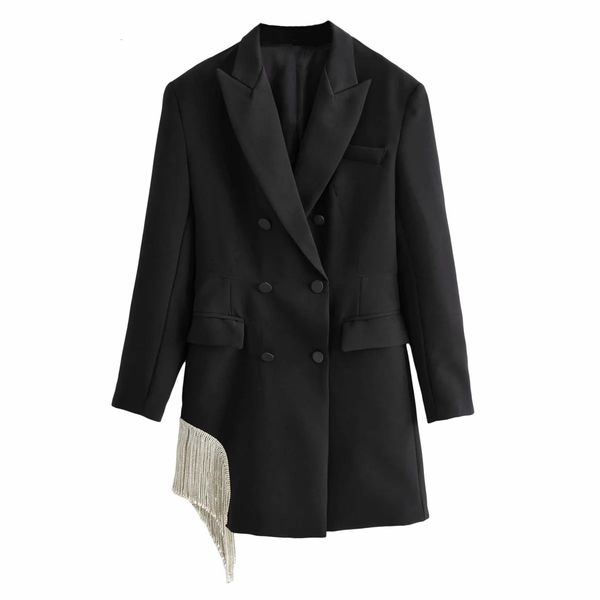 womens suits blazers women fashion doublebreasted coat vintage long sleeves female black slim tassel drill decoration chic outerwear 230202, White;black
womens suits blazers women fashion doublebreasted coat vintage long sleeves female black slim tassel drill decoration chic outerwear 230202, White;black