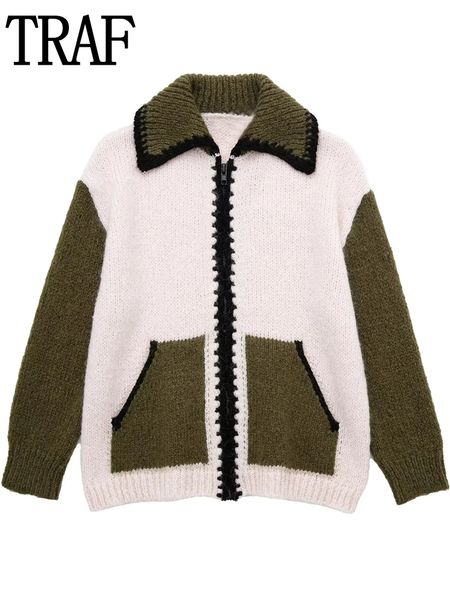 women's knits tees traf patchwork knit cardigan oversized sweater woman winter long sleeve knitted sweaters for jersey 230202, White
women's knits tees traf patchwork knit cardigan oversized sweater woman winter long sleeve knitted sweaters for jersey 230202, White