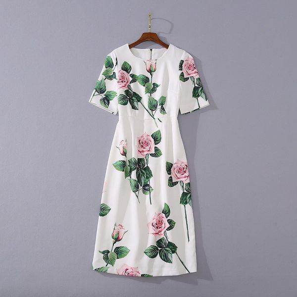 casual dresses european and american women's wear summer new style five-point sleeve rose print fashionable white dress with round neck, Black;gray
casual dresses european and american women's wear summer new style five-point sleeve rose print fashionable white dress with round neck, Black;gray