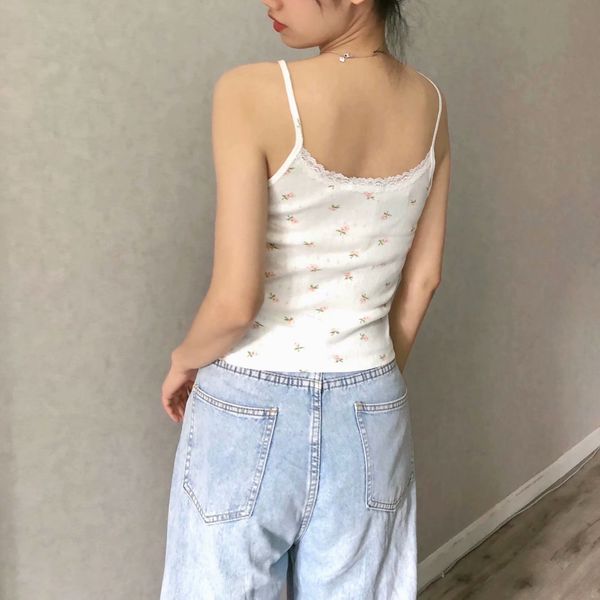 women's tanks camis sweet women soft cotton o neck sling summer fashion ladies high street female printed lace short 230203, White
women's tanks camis sweet women soft cotton o neck sling summer fashion ladies high street female printed lace short 230203, White