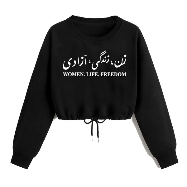 women's hoodies sweatshirts woman life om crop sweatshirt casual drawstring long sleeve female 230202, Black
women's hoodies sweatshirts woman life om crop sweatshirt casual drawstring long sleeve female 230202, Black