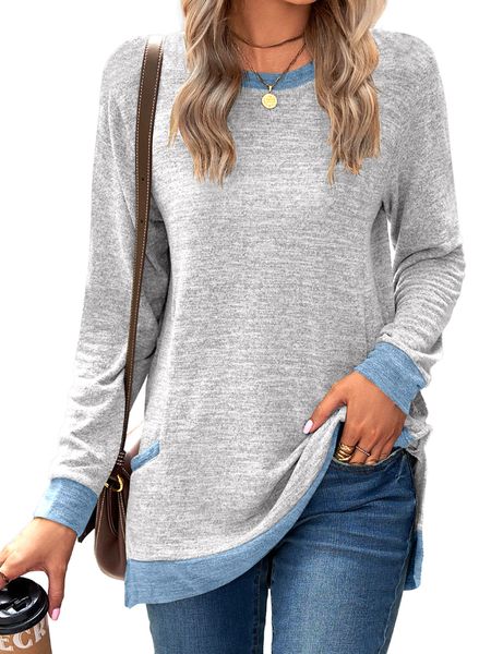 women's t-shirt women long sleeve solid pockets lightweight sweatshirt 230203, White
women's t-shirt women long sleeve solid pockets lightweight sweatshirt 230203, White