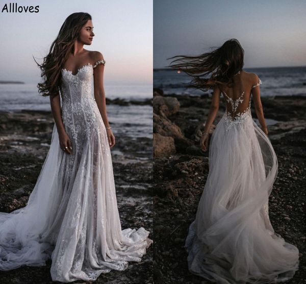 a line wedding dresses summer beach glitter sequins tulle lace bohemian country bridal gowns see through backless brides robes de mariee wit, White
a line wedding dresses summer beach glitter sequins tulle lace bohemian country bridal gowns see through backless brides robes de mariee wit, White
