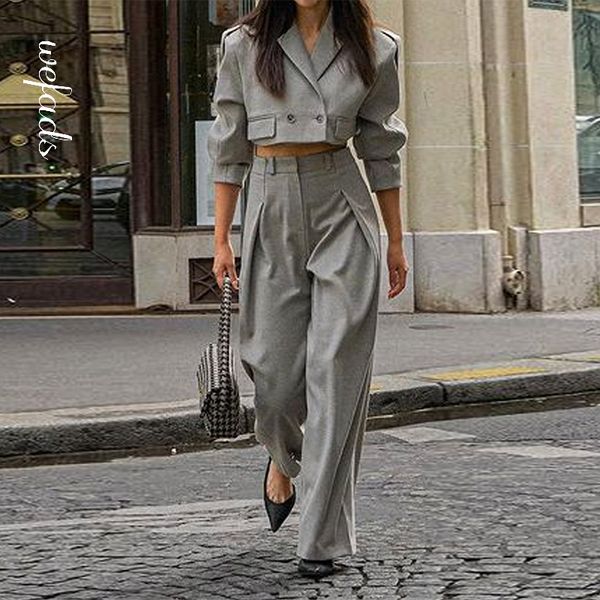 womens two piece pants wefads women set fashion casual solid long sleeve lapel v neck short blazer loose sets high streetwear 230202, White
womens two piece pants wefads women set fashion casual solid long sleeve lapel v neck short blazer loose sets high streetwear 230202, White
