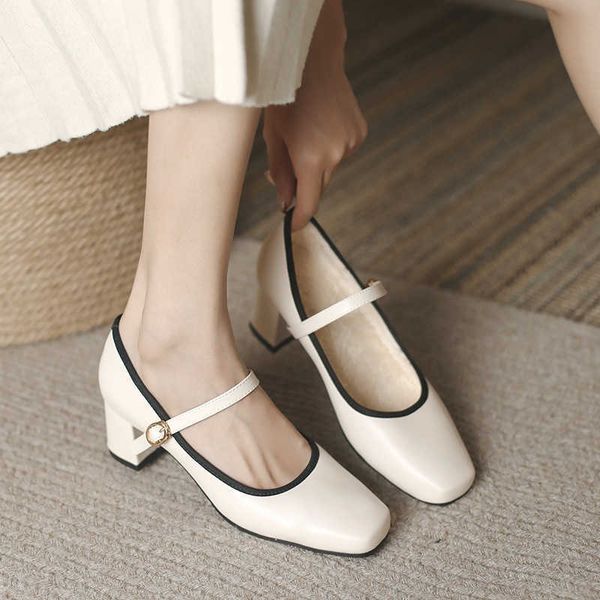 mary jane women's shoes with thick heel flat buckle square head velvet lining warm single shoes 2023 spring plush, Black
mary jane women's shoes with thick heel flat buckle square head velvet lining warm single shoes 2023 spring plush, Black
