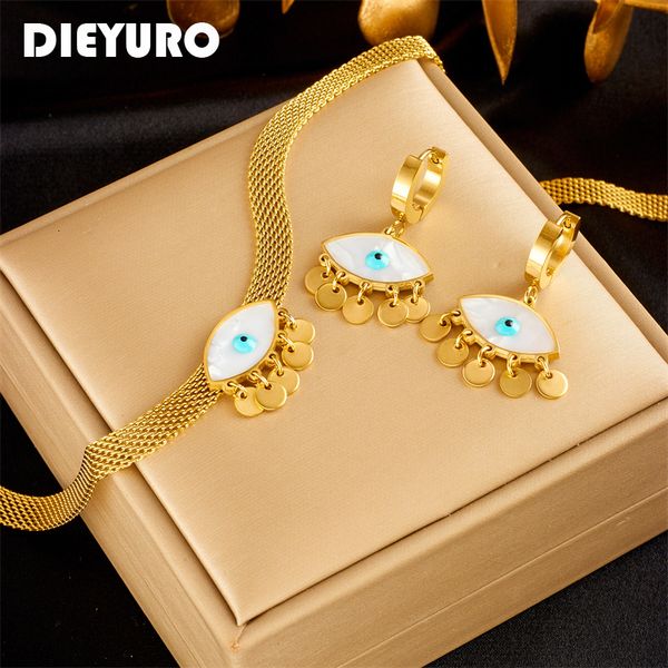 wedding jewelry sets dieyuro 316l stainless steel blue eyes pendant necklace earrings for women choker nonfading set gifts 230203, Slivery;golden
wedding jewelry sets dieyuro 316l stainless steel blue eyes pendant necklace earrings for women choker nonfading set gifts 230203, Slivery;golden