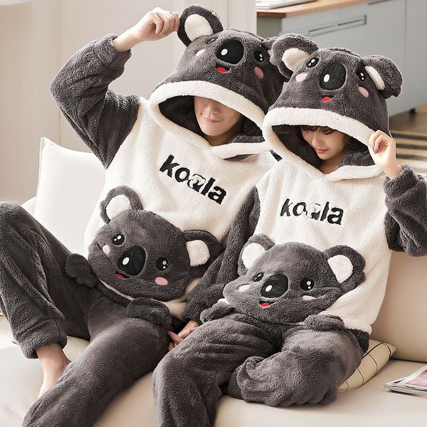 men's sleepwear koala pattern flannel thicken warm pajamas set for couple winter animal ears hoodie women kawaii twopiece suit homewear, Black;brown
men's sleepwear koala pattern flannel thicken warm pajamas set for couple winter animal ears hoodie women kawaii twopiece suit homewear, Black;brown