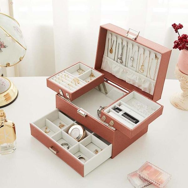 jewelry boxes threelayer organize box large portable earrings rings storage case pu necklace display gift for girls jewelers joyero 230202, Black;white
jewelry boxes threelayer organize box large portable earrings rings storage case pu necklace display gift for girls jewelers joyero 230202, Black;white