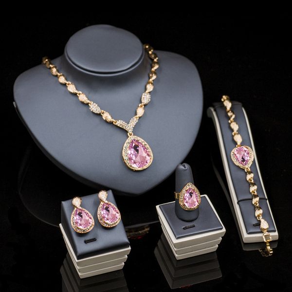 wedding jewelry sets pink crystal for women set bridal pendants necklace earrings bracelet rings accessory 230203, Slivery;golden
wedding jewelry sets pink crystal for women set bridal pendants necklace earrings bracelet rings accessory 230203, Slivery;golden